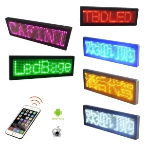 Message Scrolling USB Rechargeable Mini Led Display Pin Name Tag Led Badge App Control Programmable LED Badge