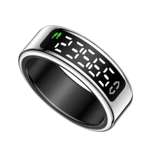 Metal Steel Health Screening Smart Ring with Digital Display App Control for Fashion & Wellness at Your Fingertip