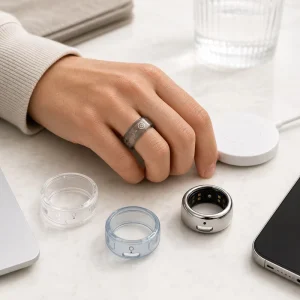 Metallic Silicone Ring Cover, Gold, Silver, Rose, Anti-Scratch, Printed Logo, Smart Ring Protector