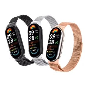 Milanese Silicone Stainless Steel Band for Mi Smart Band 8 9 10 Smartwatch Bracelet Washable Quick Release Sport Watch Strap