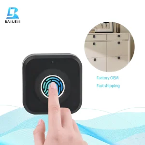 Mini Black Keyless Smart Lock for Gym Solid Wood Storage Cabinet with Fingerprint Access Memory Card Data Storage SDK Network