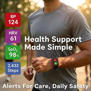 Mini GPS Wireless Bracelet Tracker with HR & BP Temperature SOS Urgent Call Fall Detection for Senior Kids Children Alzheimer