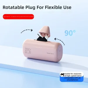Mini Pocket Capsule Power Bank PD20W Quick Charge Built in Plug LED Digital Screen Emergency Portable Charger Airplane Safe