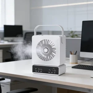 Mini Portable USB Rechargeable Eco-Friendly Low Noise Air Cooling Fan Nano Humidifier White Three-Speed Touch Control for
