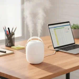 Mini Rechargeable USB Ultrasonic Desktop Humidifier with Aromatherapy Cool Mist & Humidistat Portable Bedroom Fogger