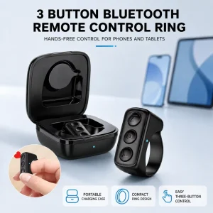 Mini Ring Selfie Remote with Charging Case Wireless Camera Shutter TikTok Video Scroller Music Controller IOS Android