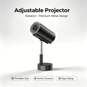 Mini Smart Cylindrical Projector Rotatable Portable Projector with Built in Adjust Stand WiFi BT Android Projector for Ceiling