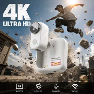 Mini Sports Action Camera 4K30fps 20MP Dual Camera 170 Wide Angle Thumb Vlog Built-in WiFi EIS Anti-Shake Magnetic Body Type-C