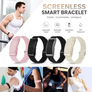 Minimalist Screenless Smart Bracelet Soft Fabric Strap Fitness Tracker Sports Sleep Daily Wellness Health Wristband Band AI