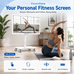 Mobile Smart TV on Wheels 27 32 Inch Android Touch Screen Display for Entertainment Work and Online Learning
