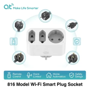 Model Smart WiFi Plug EU Standard 3 Way Multi Socket Adapter Wireless Remote Control Power Socket with Timer Voice Control