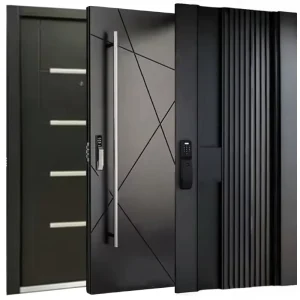 Modern Aluminum Pivot Steel Exterior Front Entry Door with Security Features for Villa and Hotel Use