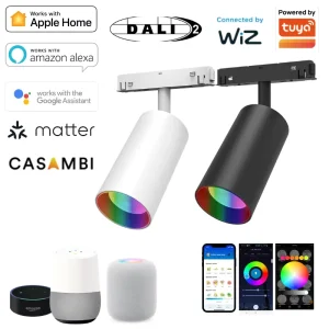 Modern Casambi RGBW Recessed Cylinder Spotlight Smart LED Adjustable Magnetic Track Light Tuya Zigbee Dimmable for Hotel & Home