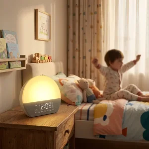 Modern Compact Sound Machine Wake up Light Usb Powered Dimmable Led Display Rgb Color Changing Night Lamp Home Essentials