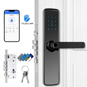 Modern Design Biometric Fingerprint Door Lock Digital Pin Code Smart Door Handle Lock