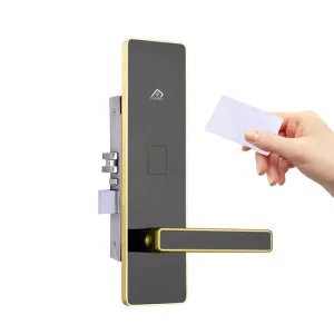 Modern Durable Golden Stainless Steel RFID Smart Lock for Wood Doors Hotel Software Cloud Storage T57 Access Control Card System