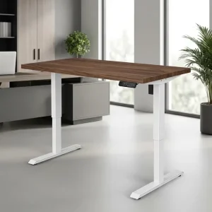 Modern Heavy Duty Single Motor Electric Standing Desk Frame 2 Stage Height Adjustable Sit Stand Office Desk Base Beveled Foot