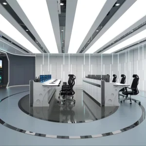 Modern Intelligent Office Furniture Control Room Console High-Tech Sensibilities Durable Steel Wooden Construction for