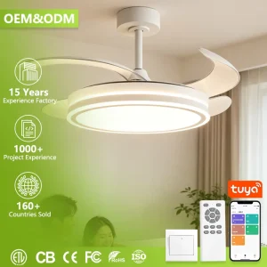 Modern Invisible Blade Ceiling Fan Light 42″ 48″ Smart LED Quiet & Space Saving for Living Room Bedroom