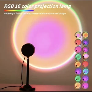 Modern Led Sunset Light Rgb Remote Control Dimmable Smart Home Lights Projector 16 Colors Hotel Application RoHS Certified