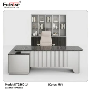 Modern Luxury L Shaped Executive Desk Furniture Set with Matching LED Glass Door Bookshelf & Ergonomic Chair