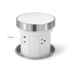 Modern Marble Texture Pneumatic Lifting Pop up Socket Waterproof Integrated Desktop Power Outlet for Kitchen Island Office Desk