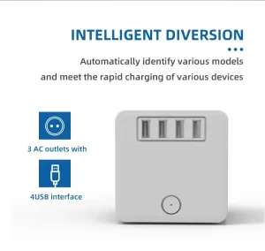Modern Mini Electrical EU Smart Cube Extension Socket with 4 Outlets 4 USB Ports Surge Protector CE for 230V 16A Wall Plug