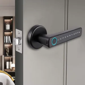 Modern Minimalist Design Smart Fingerprint Door Lock Biometric Fingerprint Wood Lever WIFI App Fingerprint Handle Lock