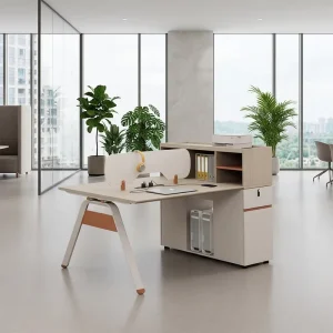 Modern Modular Office Workstation Ergonomic Employee Computer Desk with Storage Drawers and Cable Management