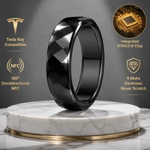 Modern NTAG216 Faceted Ceramic Smart Ring for Tesla Key Unlock 9 Mohs Hardness Never Scratch NFC Unisex Manufacturer