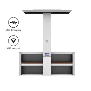 Modern Outdoor Smart Social Bench with Metal Panel Wood Style LED Strip Durable & Eco-Friendly for School & Park Use