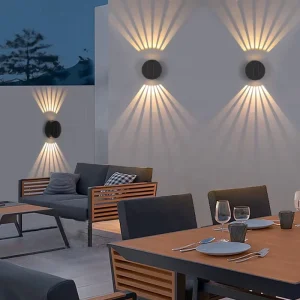 Modern Outdoor Waterproof Wall Lights Up Down Solar Power Led Fence Wall Mount Lights