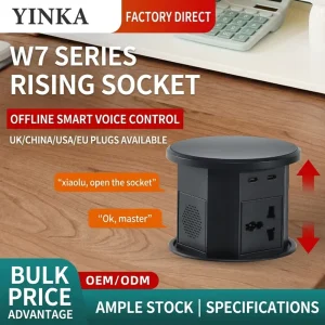 Modern Premium Smart Pop up Socket Series with Offline Voice Control, Retractable Hidden Power Strip, for Desktop, OEM Custom