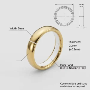 Modern Pure Titanium 18K Gold Plated NFC Smart Ring NTAG 216 Chip Digital Business Card Storage Wedding Gift Factory