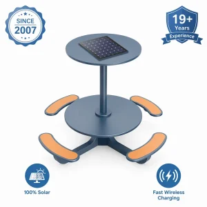 Modern Round Smart Solar Picnic Table With Wireless USB Charging WiFi Hotspot for Public Commercial Street Furniture