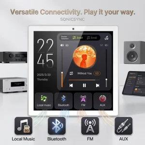 Modern Smart Home Background Music System Two Zone Audio Amplifier with LCD Touch Screen for 86X Wall Sound Kit