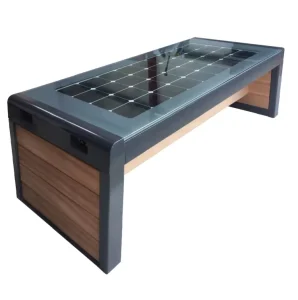 Modern Solar Garden Bench with Smart Wireless Charging Stainless Steel for Outdoor Parks and Malls