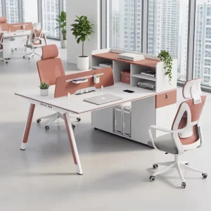 Modern Solid Wood Commercial Modular Office Workstation Ergonomic Adjustable Height Executive Desk Storage Drawers Cable