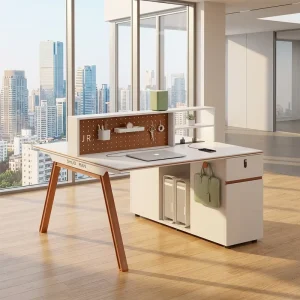 Modern Solid Wood Modular Office Workstation Ergonomic Adjustable Height Executive Desk Storage Drawers Cable Management