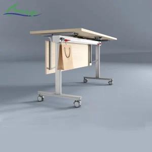 Modern Wooden Mobile Folding Table Foldable Meeting Table Quick Setup for Conference Room Boardroom Corporate Office