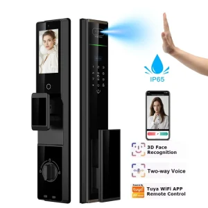 Mortise 6068 Lock Body Fingerprint Password Memory Card Steel Door IP65 Waterproof 4200mAh Battery Smart Lock