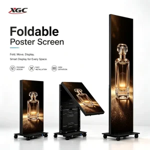 Motion Sensor LED Poster Display Digital Signage Advertising Totem Screen Auto Wake 600CD Bright HDR10 Smart Energy Saving Floor