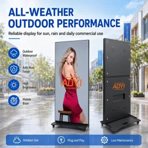 Moveable LED Poster Screen P2.5 P3 P4 Floor Standing Outdoor IP65 Advertising LED Display for Product Launch Promotion