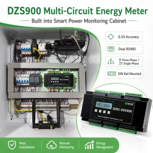 Multi Circuit Energy Meter Dual RS485 Modbus RTU 9 Three Phase 27 Single Phase Smart Monitoring Device