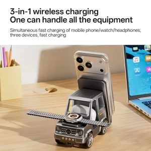 Multi-Function 6in1 Wireless Charger for Car with Alarm Clock and Bluetooth Speaker