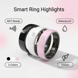 Multi-Function Ceramic NFC Smart Ring for App Launching, Data Sharing, and Contactless Payment with Charging Case