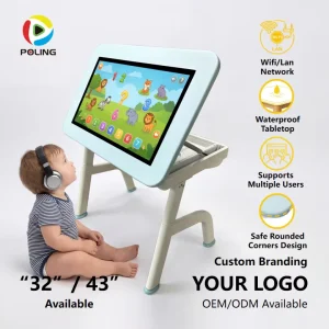 Multifunctional Multimedia Learn Activity Desk 32 Inch Smart LCD Interactive Game Capacitive Touch Digital Study Table