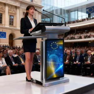 Multimedia Smart Digital Floor Standing Lectern/Podium with Touch Screen for Education & Exhibition Hall Use OEM Available