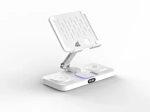 Multiple 6-in-1 Foldable Wireless Charging iPad Stand for Technology Type-C Port Clock Display Night Light Earphone