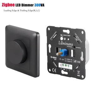 Multiway Control Wall Rotary Smart Zigbee LED Dimmer 300W Dimmer Switch for LED Lights